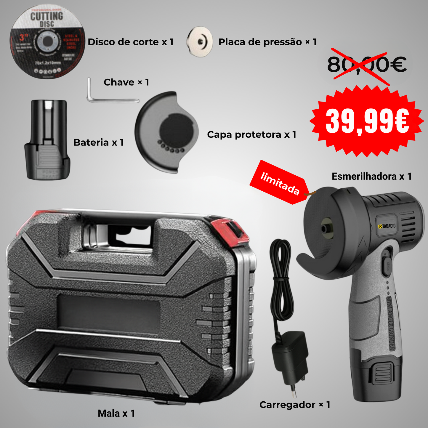 Mini esmerilhadora Tadacio™ sem fios Multifuncional